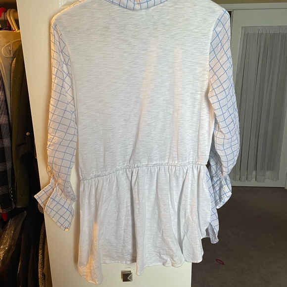 Blue tassel checkered button up shirt from Anthropologie size M - Picture 3 of 6